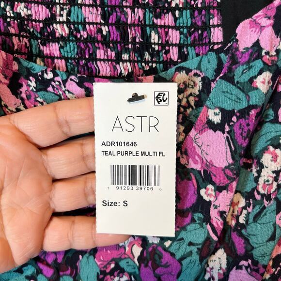 ASTR The Label Floral Square‎ Neck Slit Front Midi Dress Size Small New - Picture 8 of 10